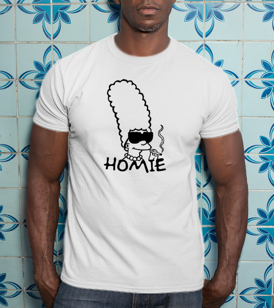 Marge Simpson Homie Smoking With Sunglasses T-Shirt