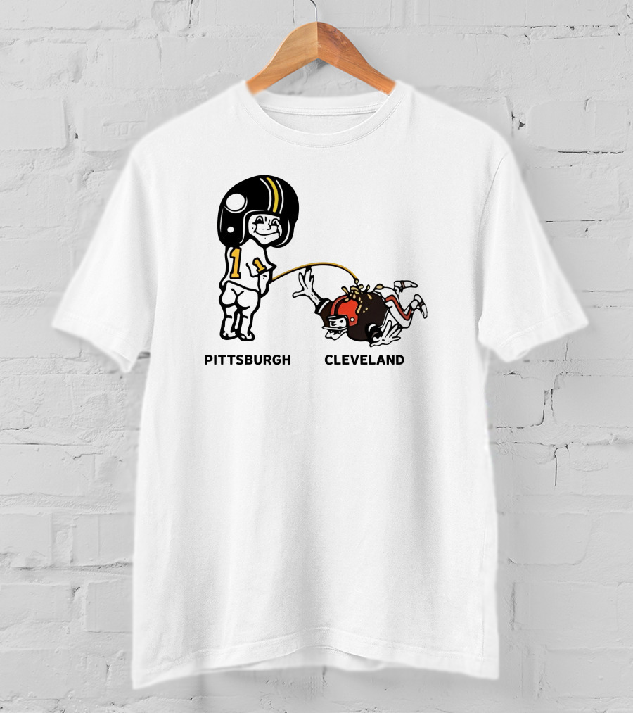Yinzers Pittsburgh Cleveland Football Rivalry Cartoon T-Shirt