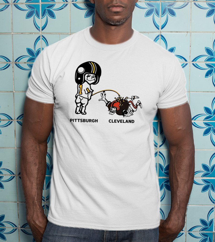 Yinzers Pittsburgh Cleveland Football Rivalry Cartoon T-Shirt
