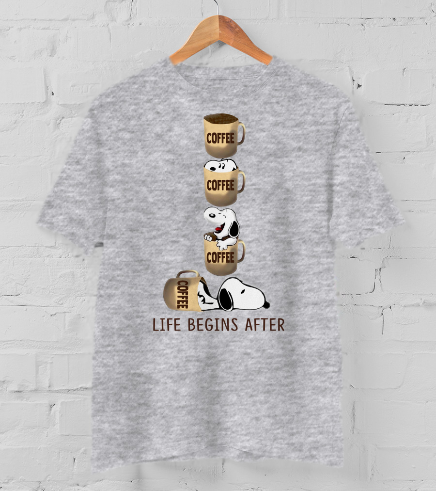 Life Begins After Coffee Snoopy Peanuts Mugs T-Shirt