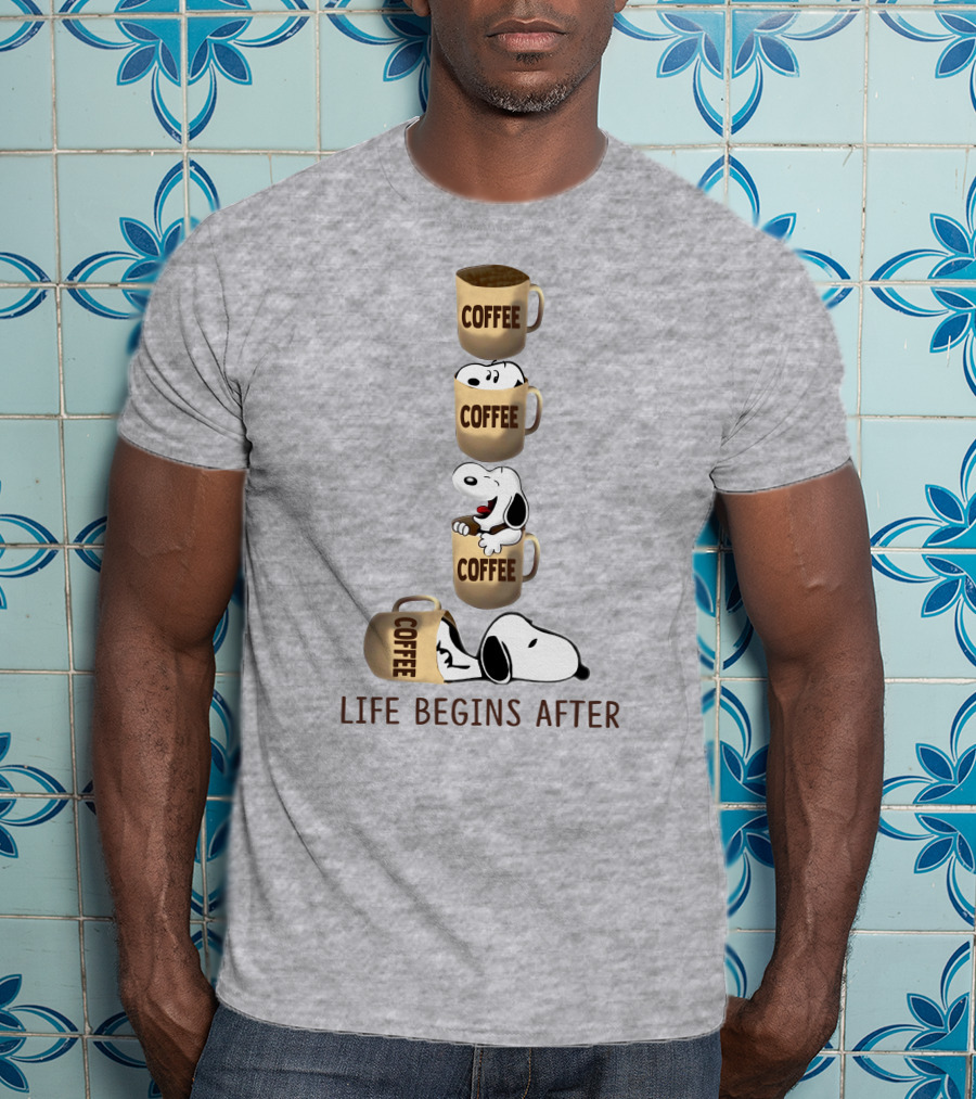 Life Begins After Coffee Snoopy Peanuts Mugs T-Shirt