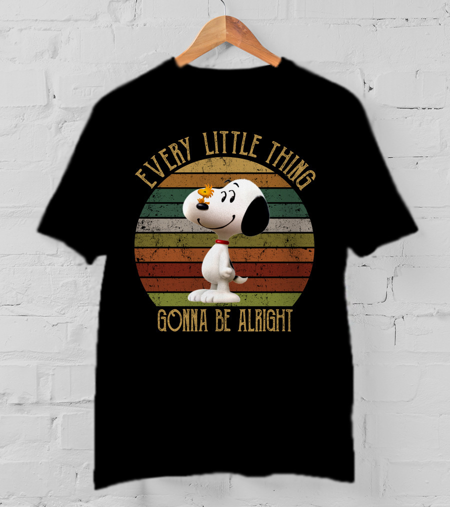 Every Little Thing Gonna Be Alright Snoopy Woodstock Vintage Circle T-Shirt
