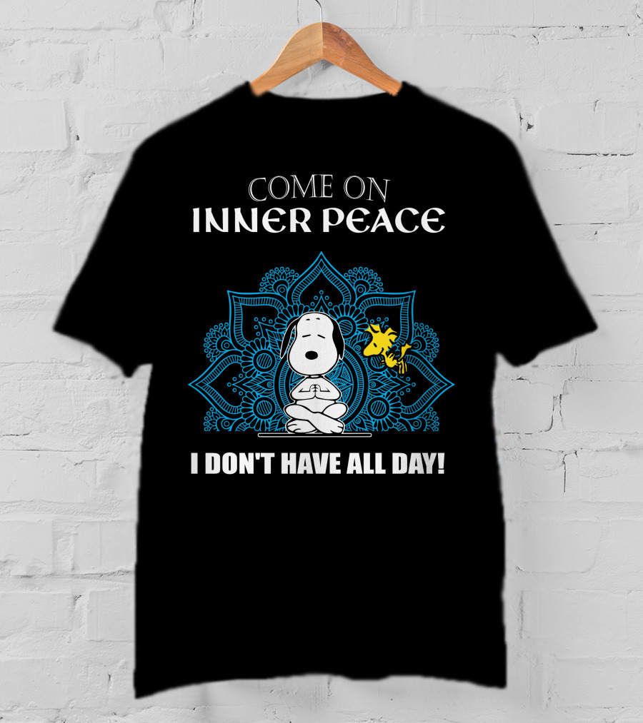 Come On Inner Peace I Don't Have All Day Snoopy And Woodstock Lotus Mandala T-Shirt