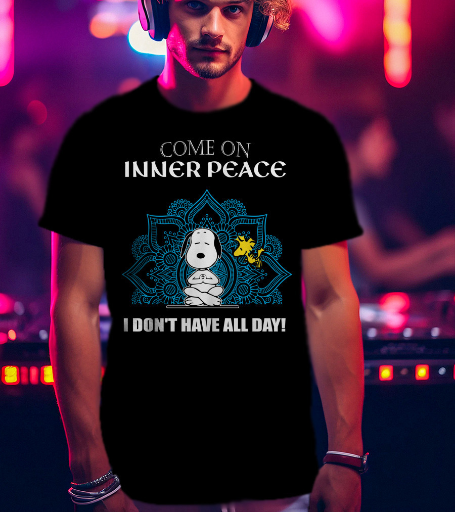 Come On Inner Peace I Don't Have All Day Snoopy And Woodstock Lotus Mandala T-Shirt