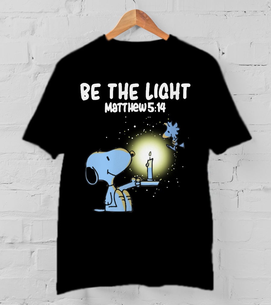 Be The Light Matthew 5:14 Snoopy Holding Candle Woodstock T-Shirt