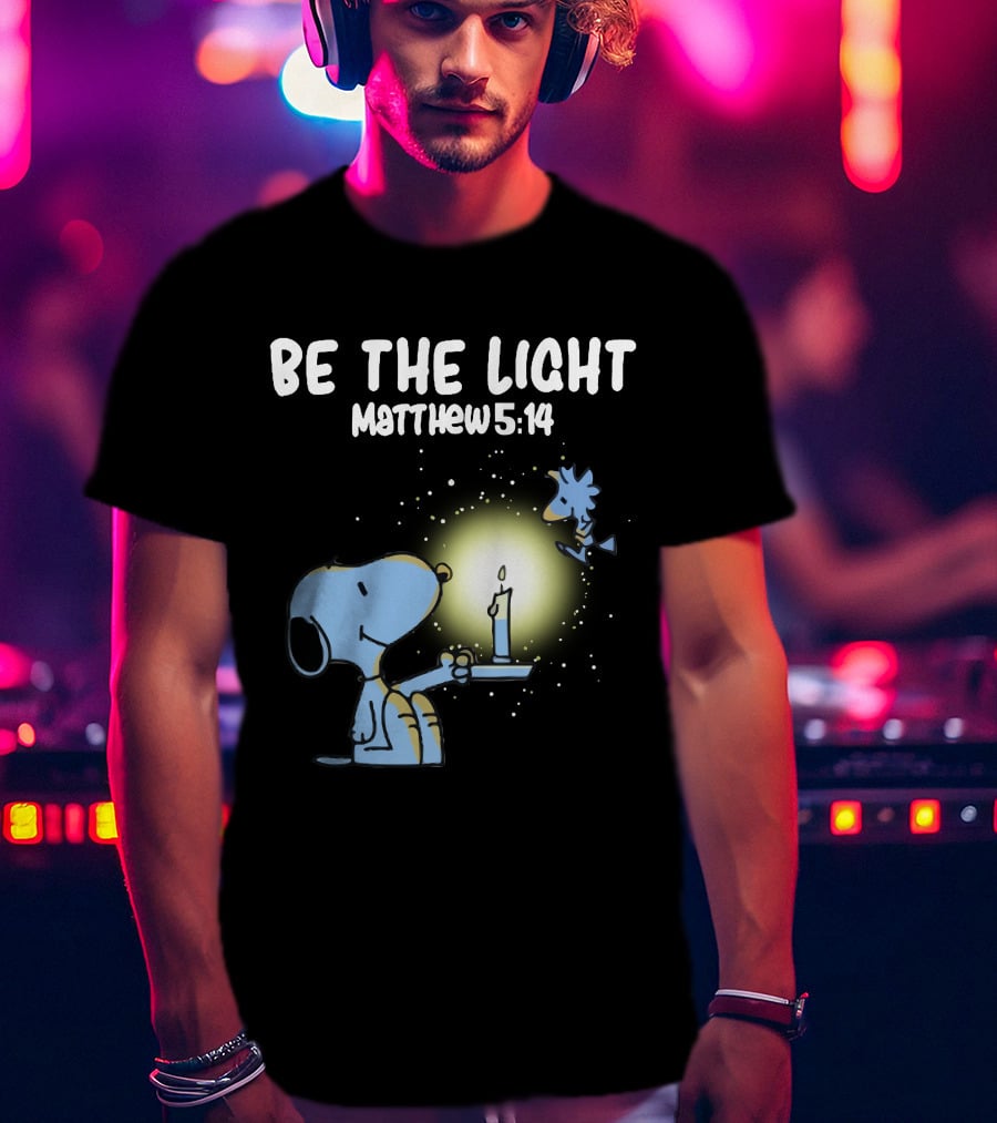 Be The Light Matthew 5:14 Snoopy Holding Candle Woodstock T-Shirt