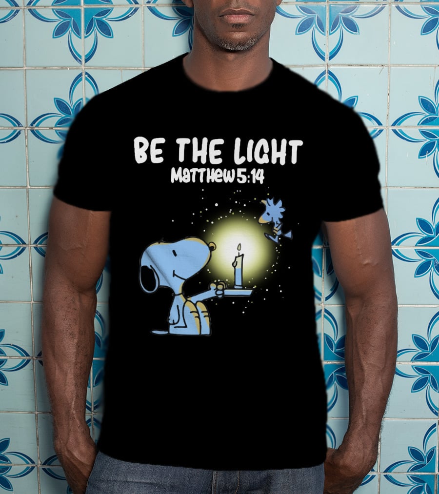 Be The Light Matthew 5:14 Snoopy Holding Candle Woodstock T-Shirt