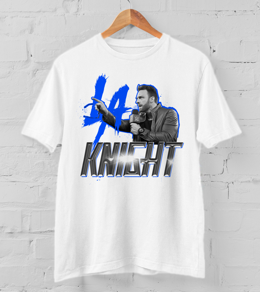 WWE LA Knight Promo With Microphone And Blue Splash T-Shirt