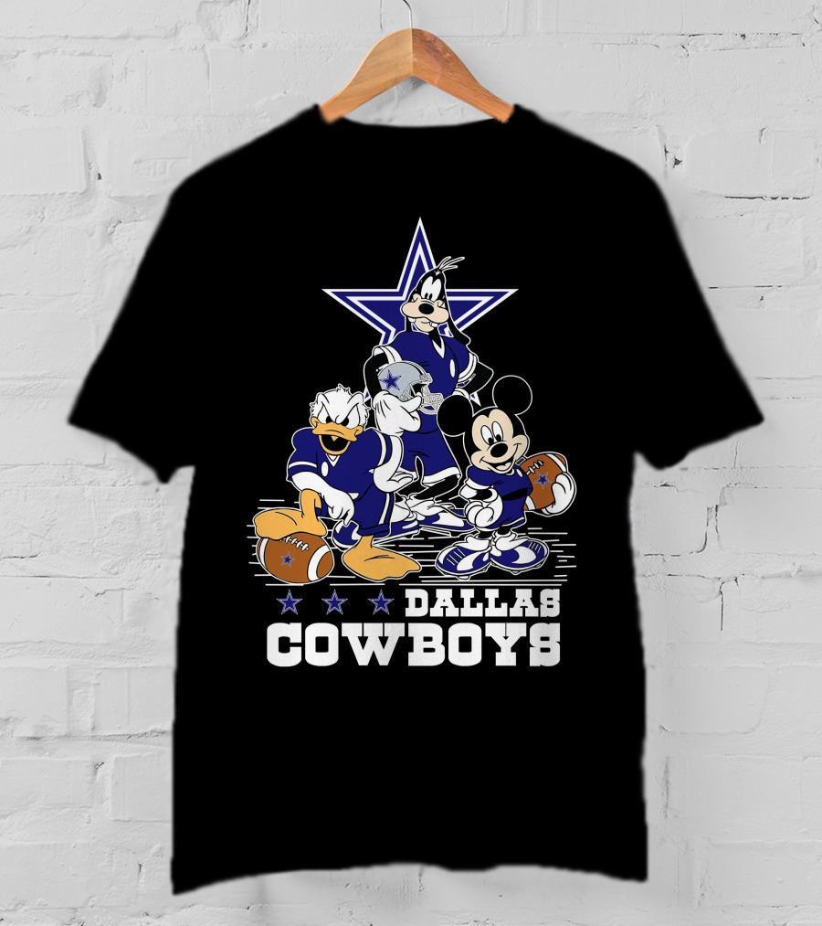 Mickey Mouse Donald Goofy Dallas Cowboys Football Stars T-Shirt