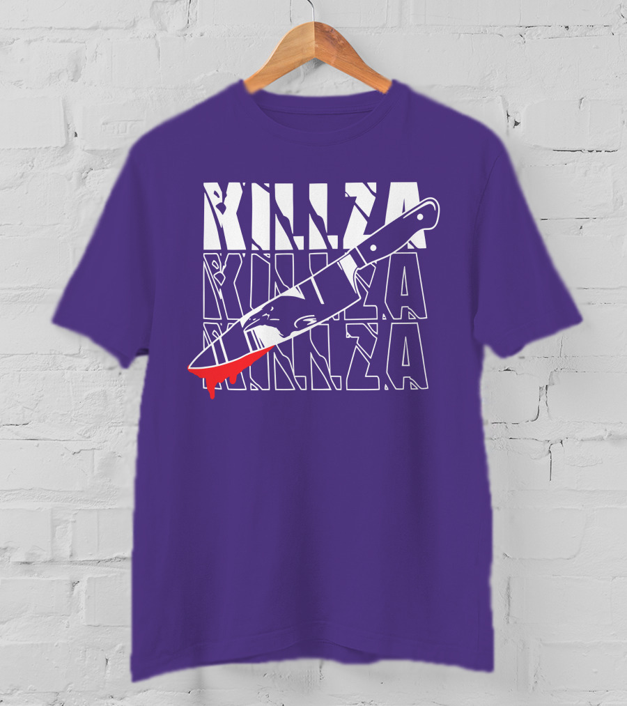 Killza Knife Graphic With Bold Repeated Text T-Shirt
