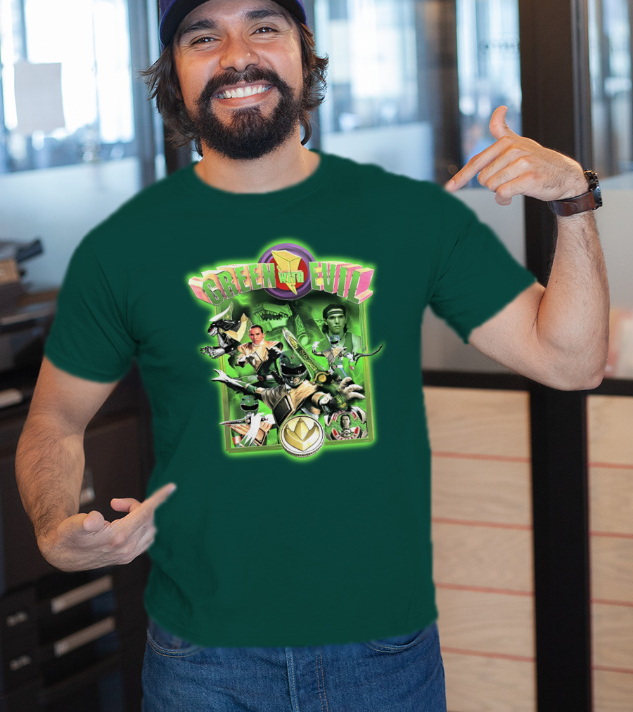 Green With Evil Mighty Morphin Power Rangers Iconic Characters And Symbols T-Shirt
