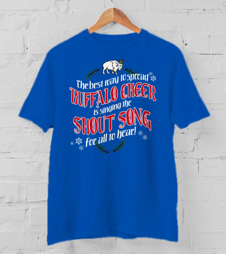 Buffalo Cheer With Shout Song Festive Buffalo Snowflakes T-Shirt
