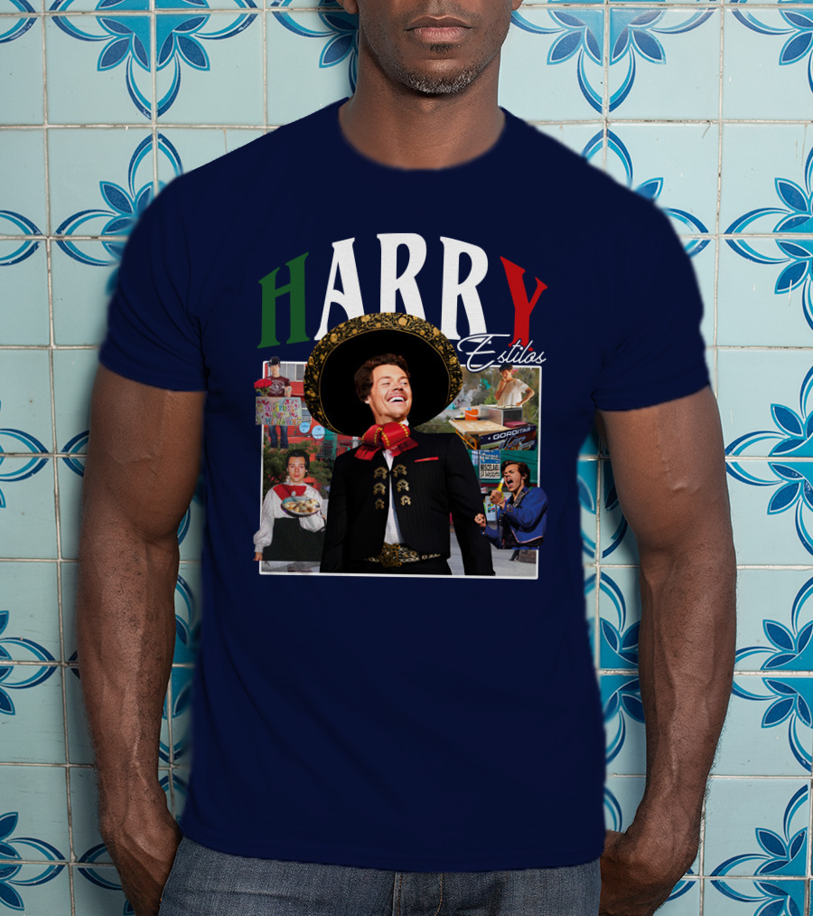 HARRY Estilos Mariachi Themed Collage In Festive Attire T-Shirt