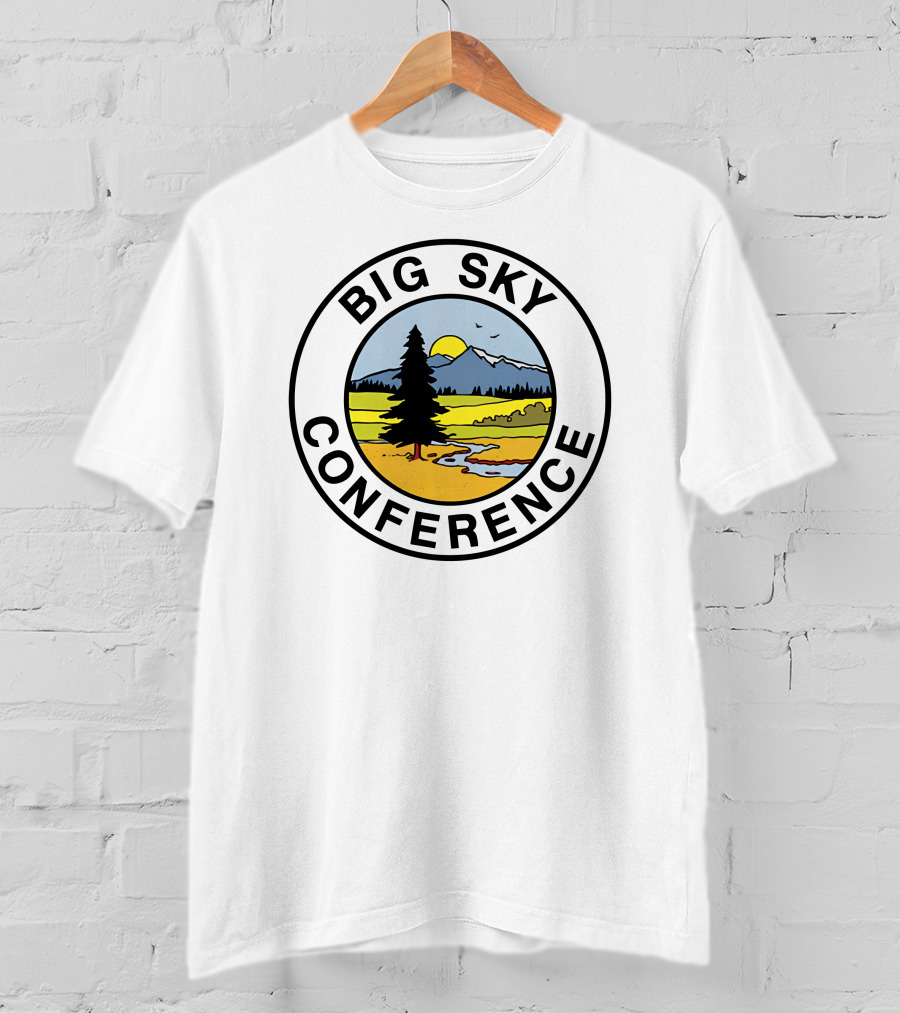 Big Sky Conference Nature Scene With Mountains And River Saxum T-Shirt