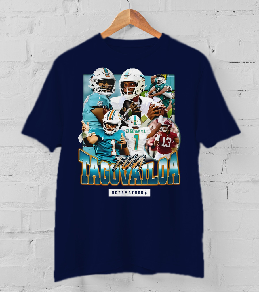Dreamathon Tua Tagovailoa Collage Football Action T-Shirt