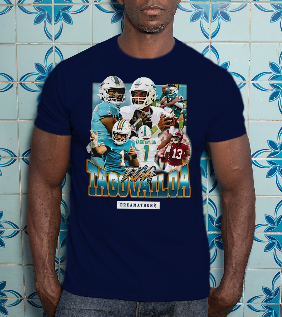 Dreamathon Tua Tagovailoa Collage Football Action T-Shirt