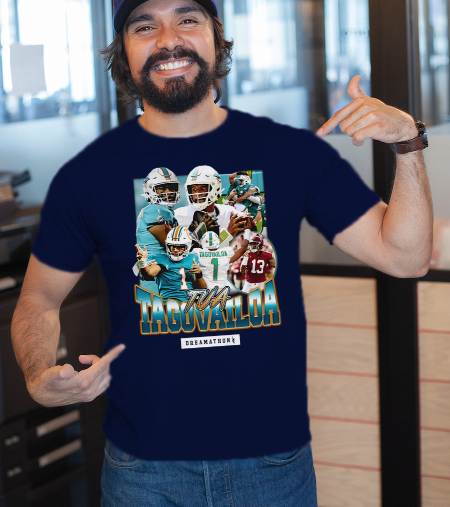 Dreamathon Tua Tagovailoa Collage Football Action T-Shirt