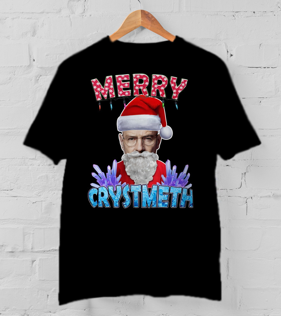 Merry Crystmeth Santa With Breaking Bad Inspired Elements T-Shirt