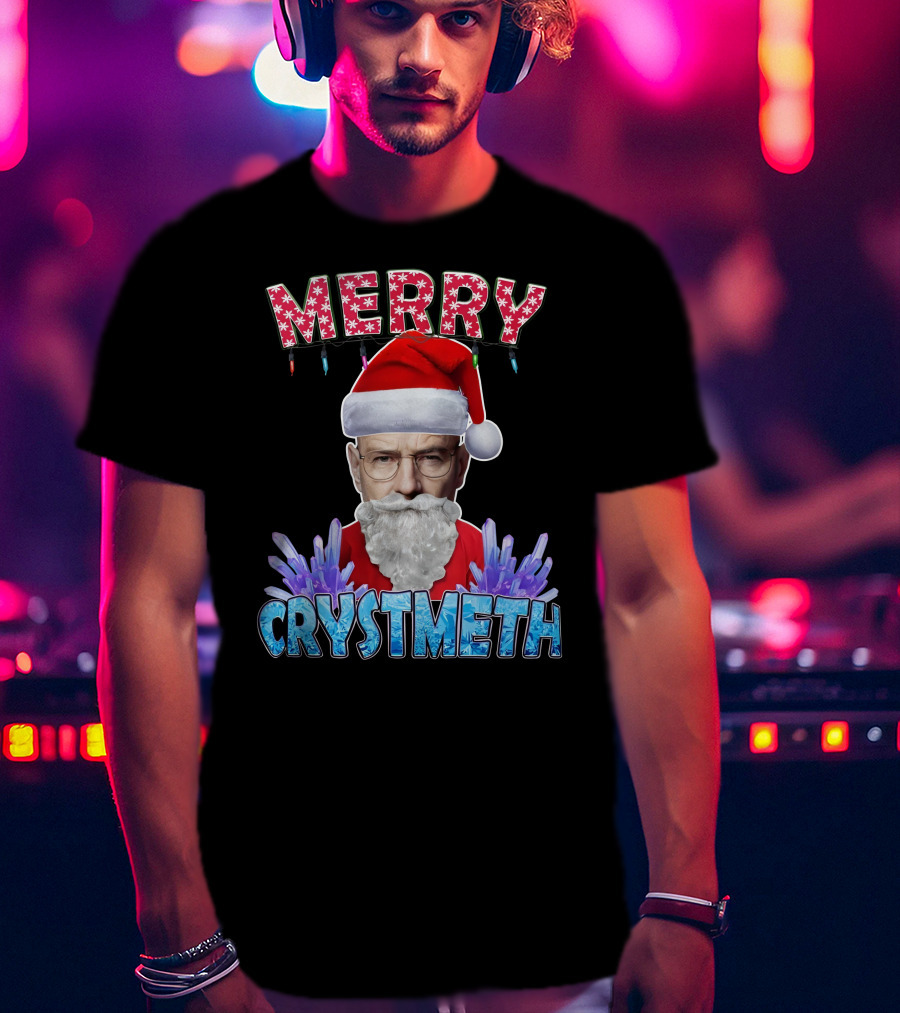Merry Crystmeth Santa With Breaking Bad Inspired Elements T-Shirt