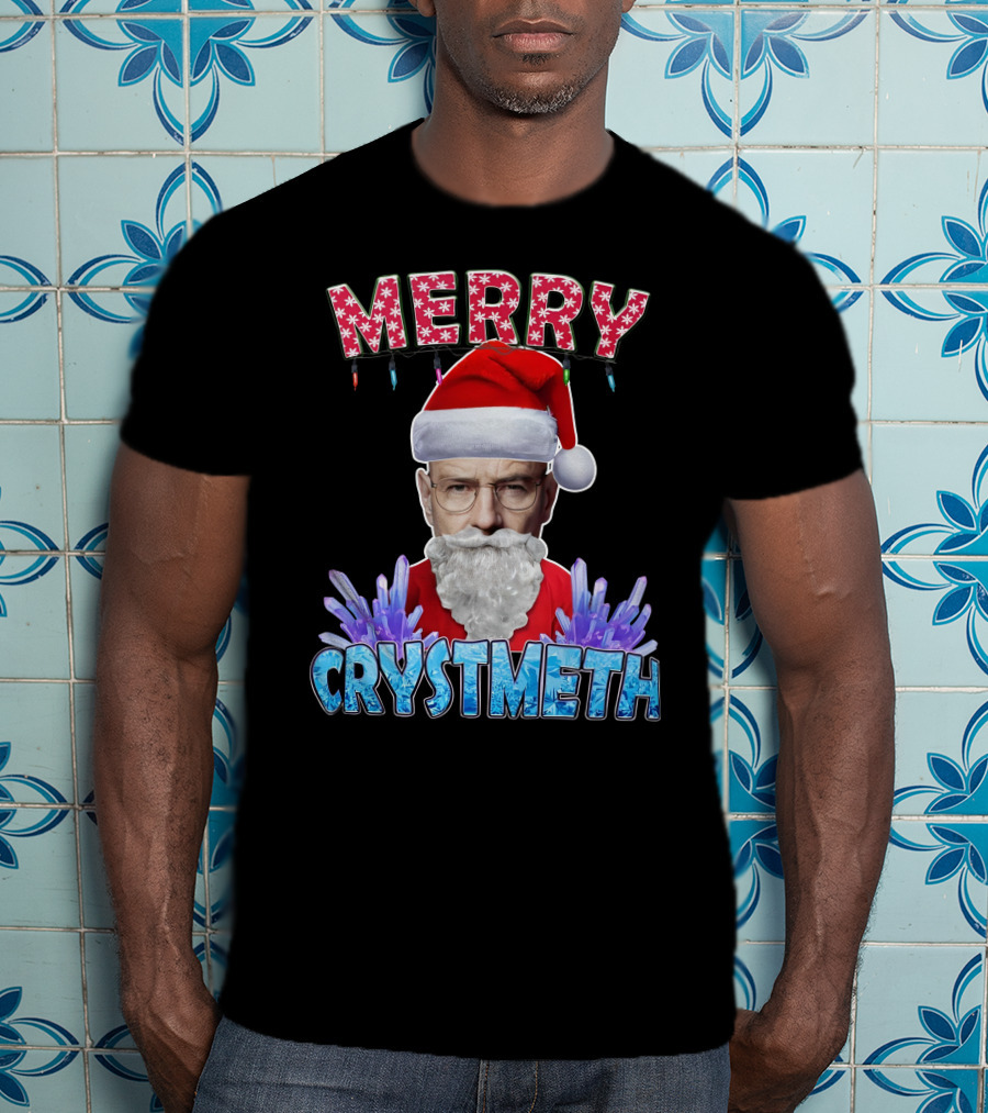 Merry Crystmeth Santa With Breaking Bad Inspired Elements T-Shirt