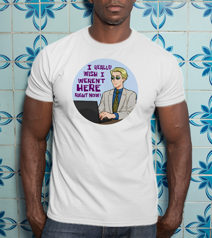 I Really Wish I Weren't Here Right Now Jujutsu Character With Sunglasses T-Shirt