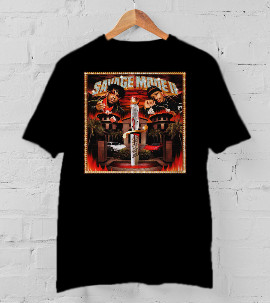 SAVAGE MODE II Knife Car Mansion Flames T-Shirt