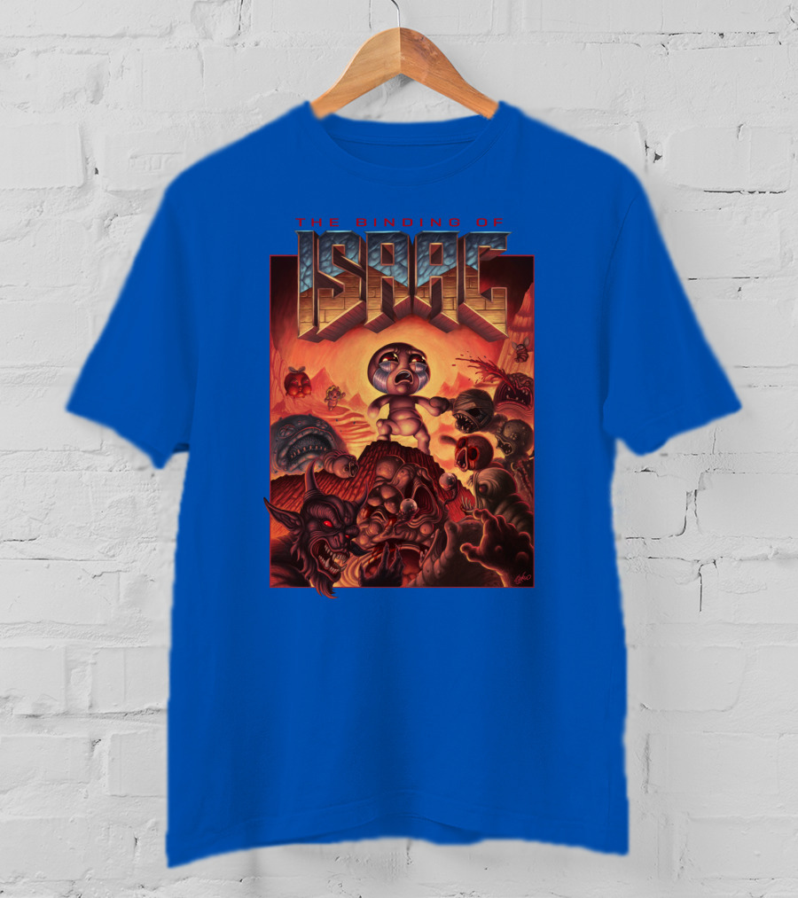 The Binding Of Isaac Dramatic Monster Battle Scene With Detailed Character T-Shirt