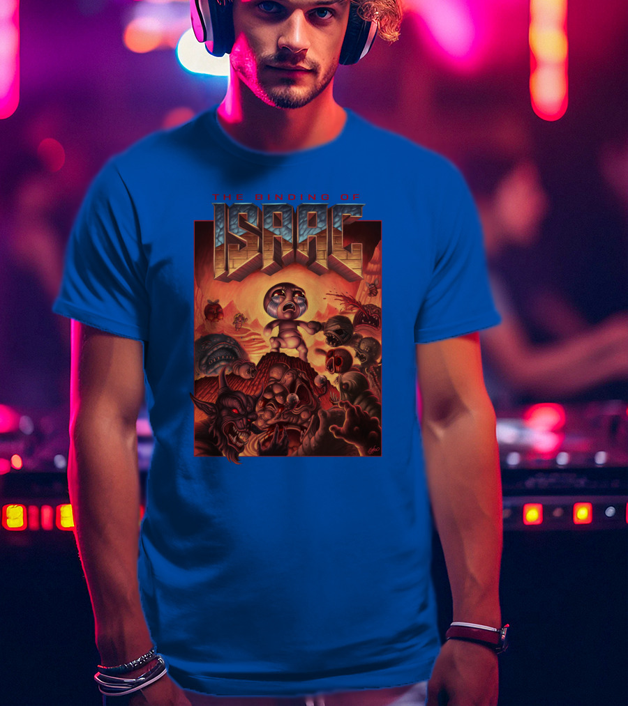 The Binding Of Isaac Dramatic Monster Battle Scene With Detailed Character T-Shirt