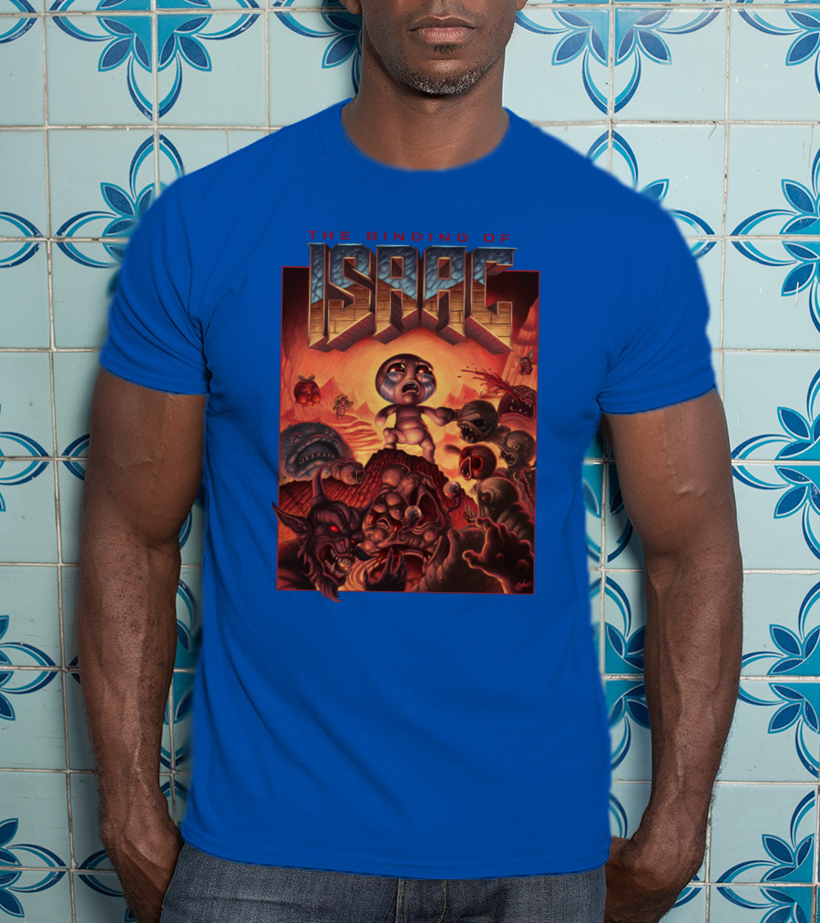 The Binding Of Isaac Dramatic Monster Battle Scene With Detailed Character T-Shirt