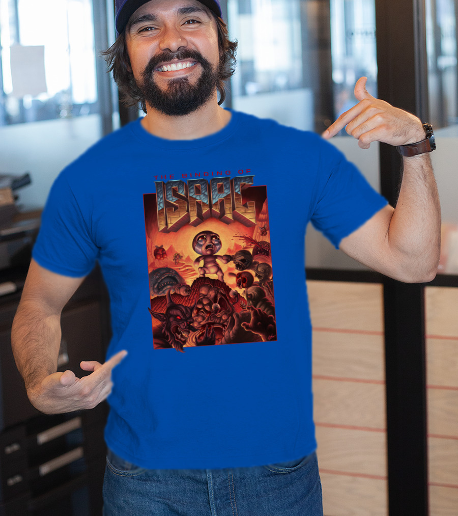 The Binding Of Isaac Dramatic Monster Battle Scene With Detailed Character T-Shirt