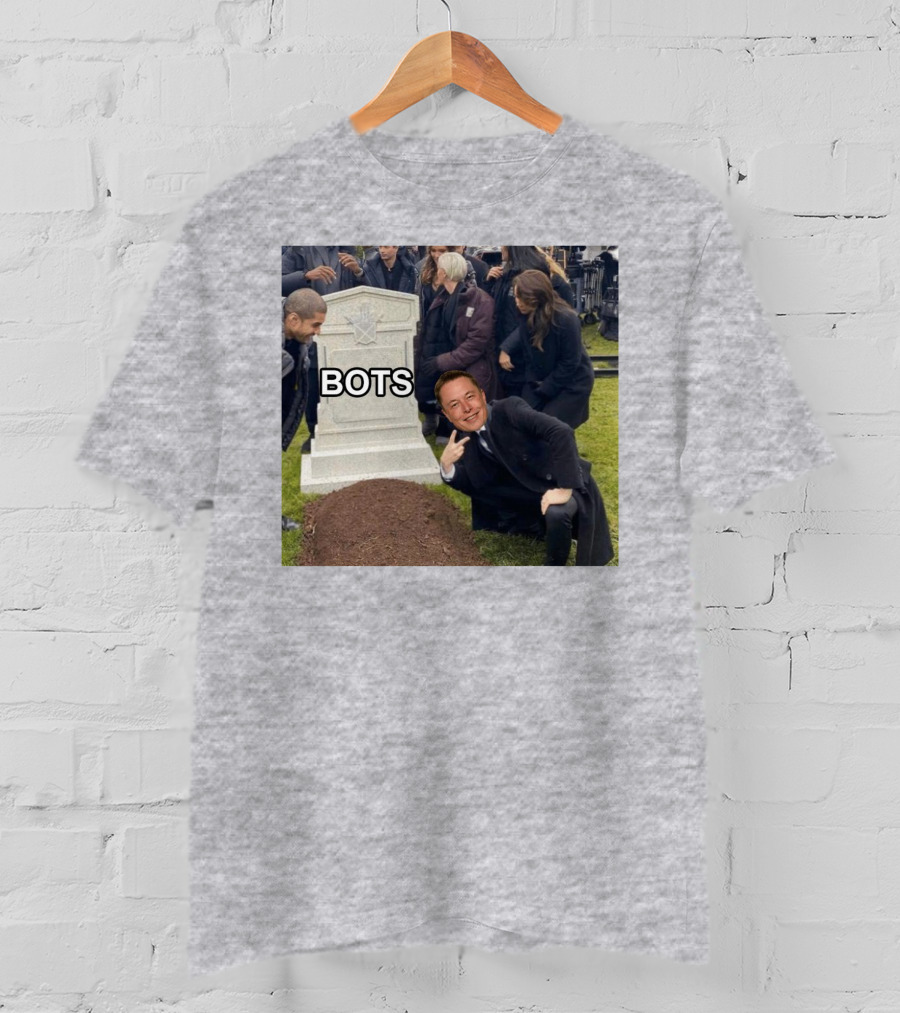 Elon Musk Bots Meme Graveyard Scene T-Shirt
