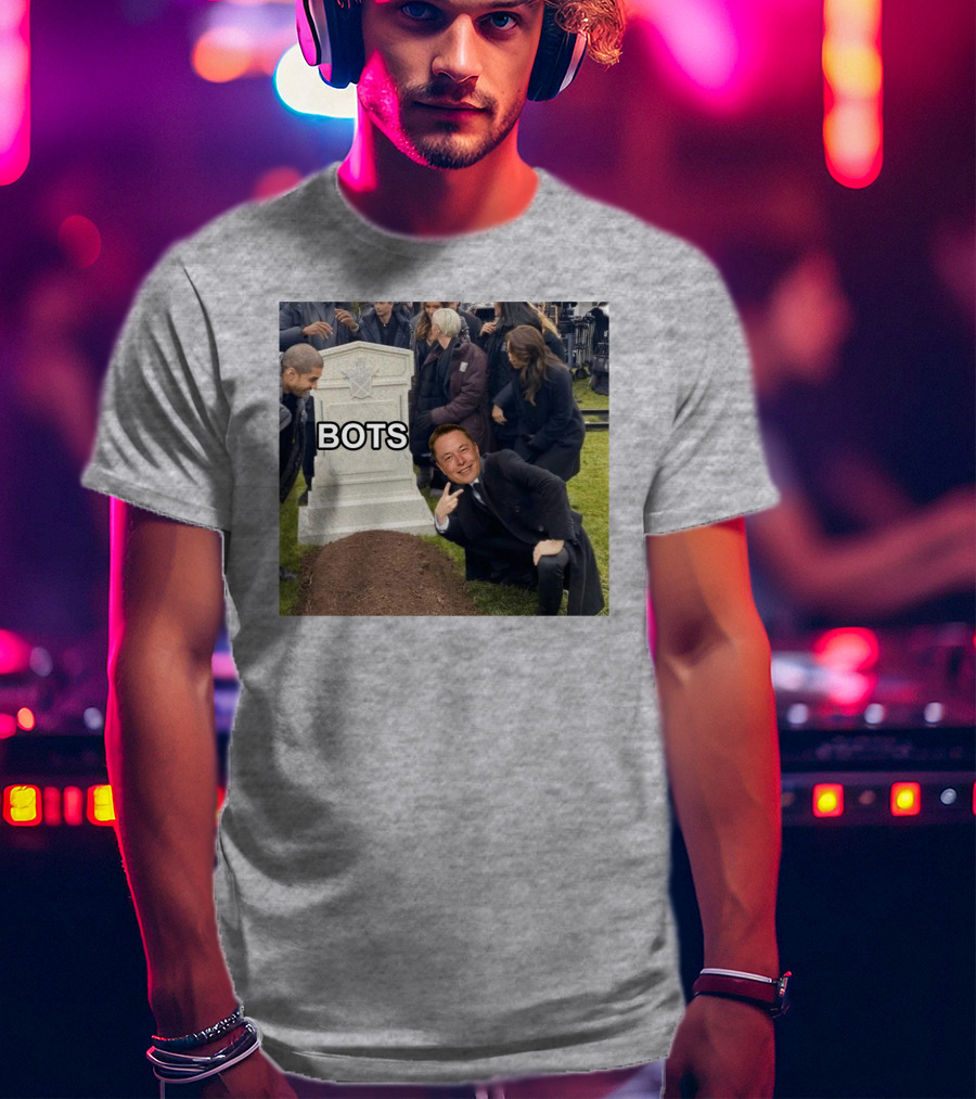 Elon Musk Bots Meme Graveyard Scene T-Shirt
