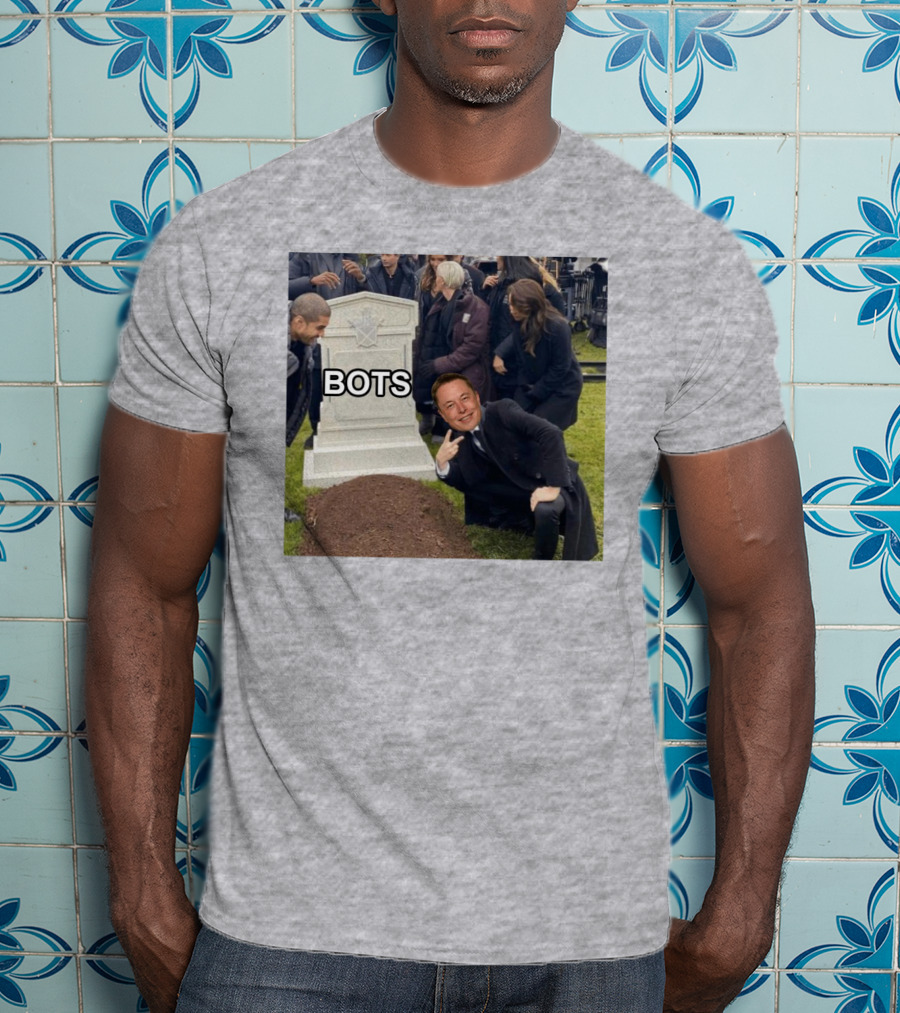 Elon Musk Bots Meme Graveyard Scene T-Shirt