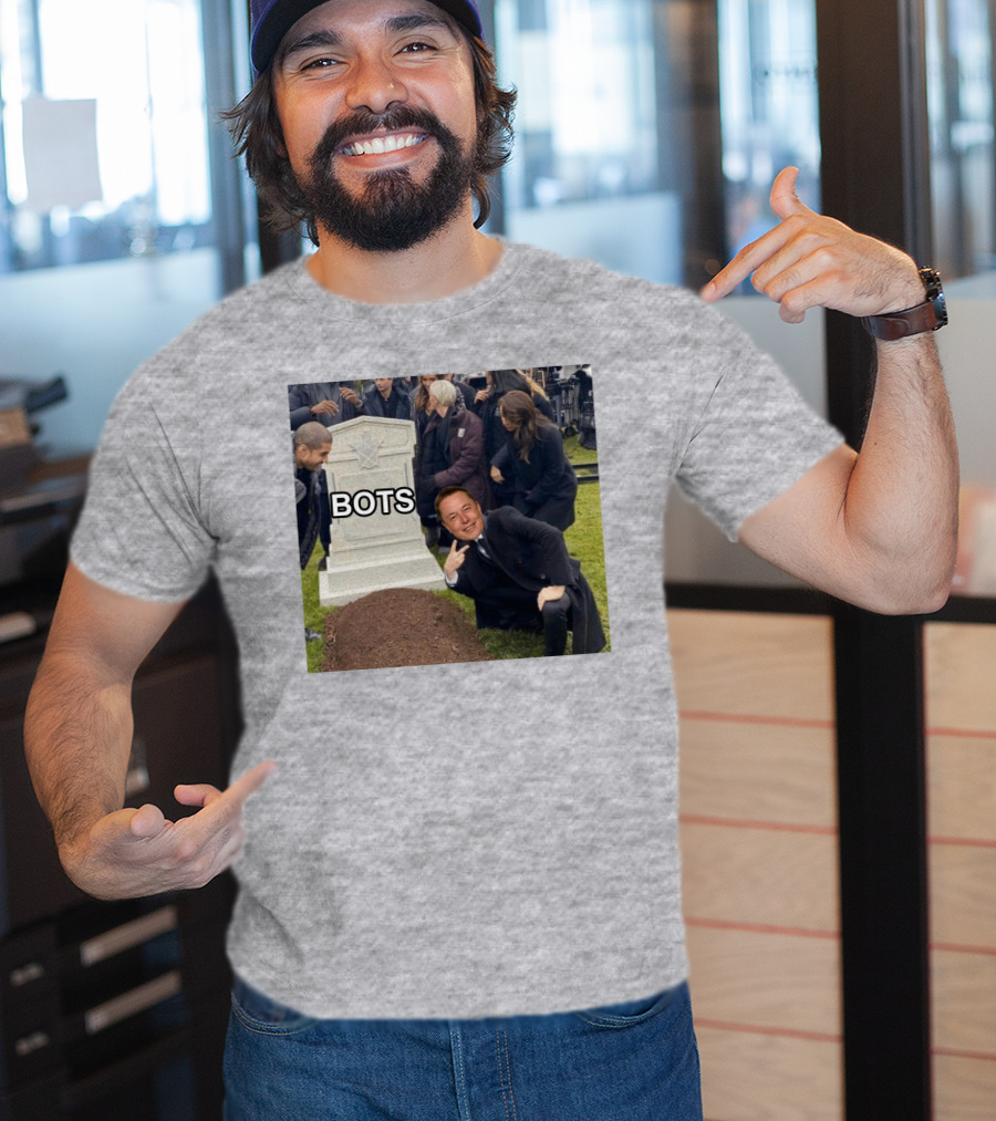 Elon Musk Bots Meme Graveyard Scene T-Shirt