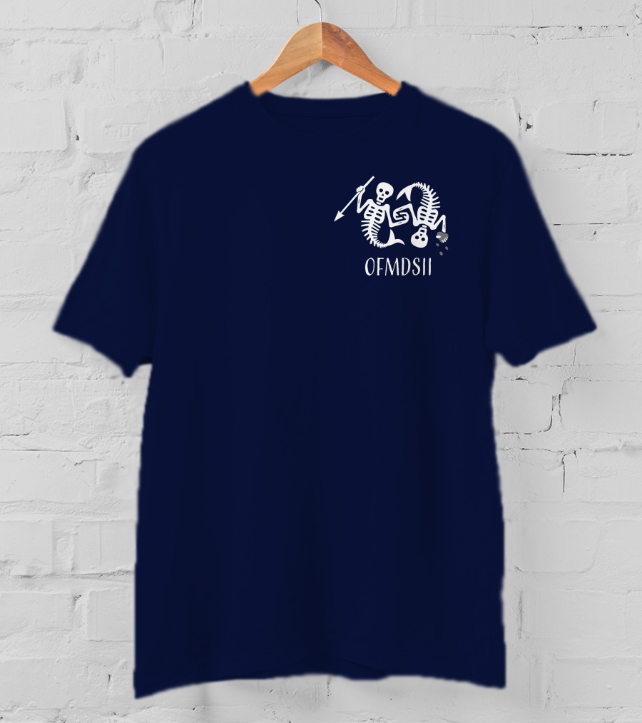 Samba Schutte Wearing OFMDSII Skeleton Arrow Design Navy T-Shirt