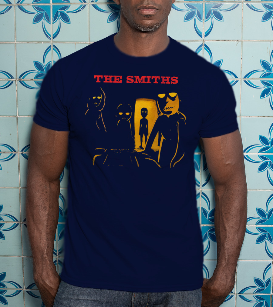 THE SMITHS Yellow Characters In Darkened Room With Doorway Light T-Shirt