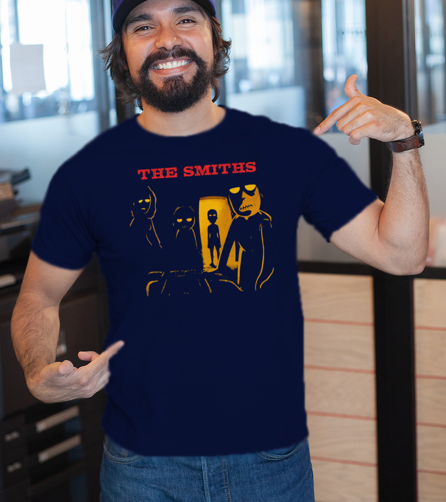 THE SMITHS Yellow Characters In Darkened Room With Doorway Light T-Shirt
