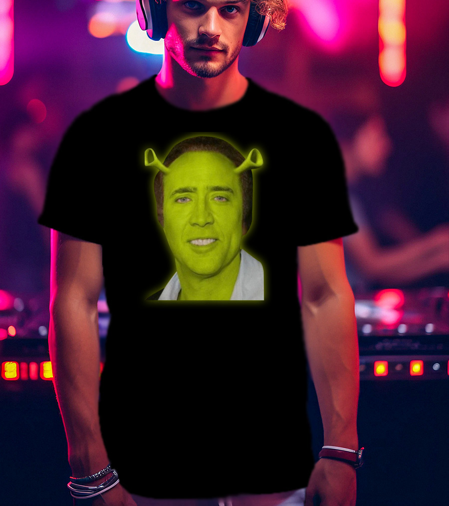 Shrekolas Cage Meme Mashup Face Fusion Character Elements T-Shirt