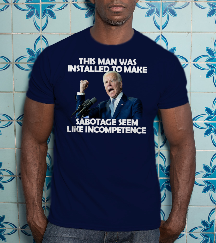 This Man Was Installed To Make Sabotage Seem Like Incompetence Fist Raised With Microphones T-Shirt