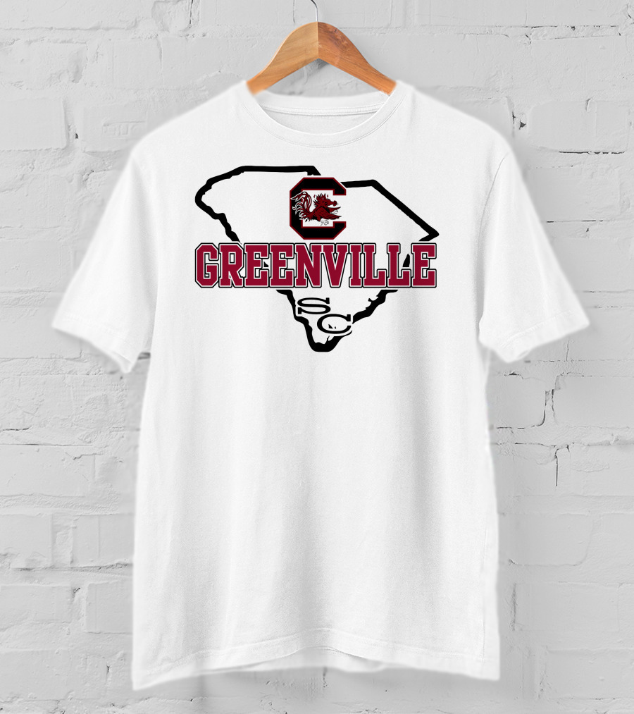 Greenville South Carolina Gamecocks Logo Map T-Shirt