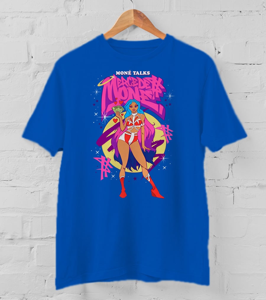 Moné Talks Vibrant Mercedes Moné Character With Angelic Halo And Cash Fan T-Shirt