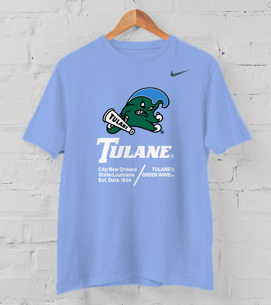 Tulane Green Wave New Orleans Louisiana Est 1834 T-Shirt