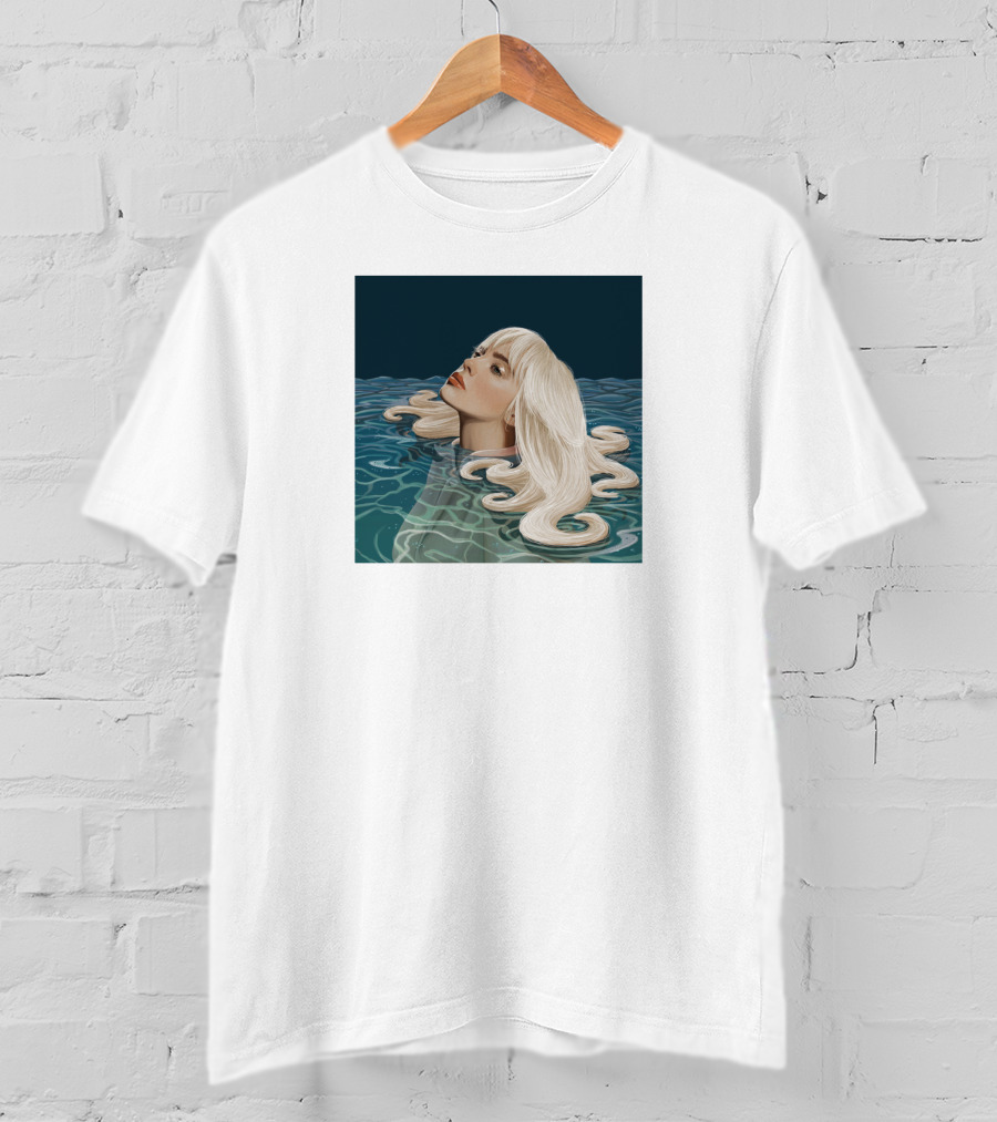 Resurface Feminine Profile Emerging From Water With Flowing Hair T-Shirt