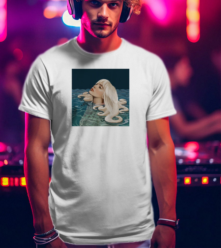 Resurface Feminine Profile Emerging From Water With Flowing Hair T-Shirt