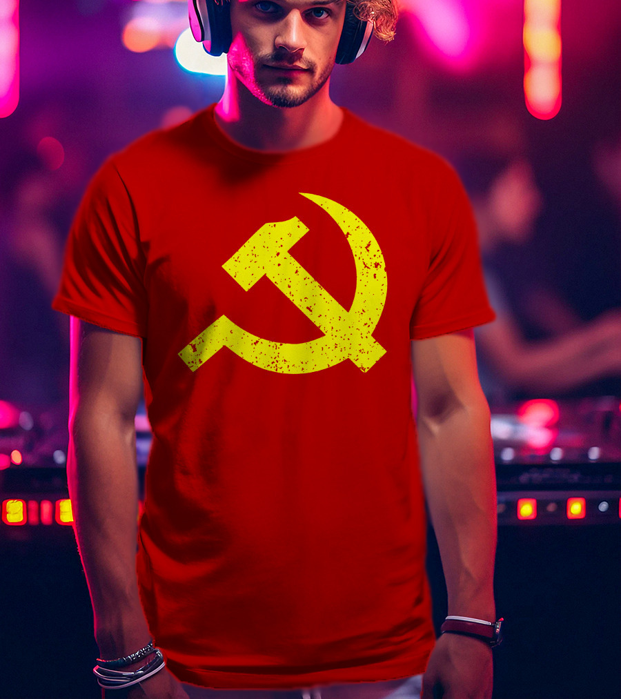 Aaron Spacethug Hammer And Sickle Communist Party Flag T-Shirt
