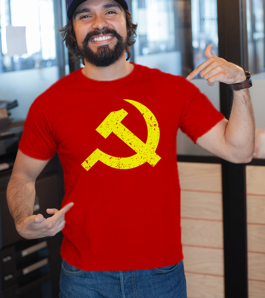 Aaron Spacethug Hammer And Sickle Communist Party Flag T-Shirt