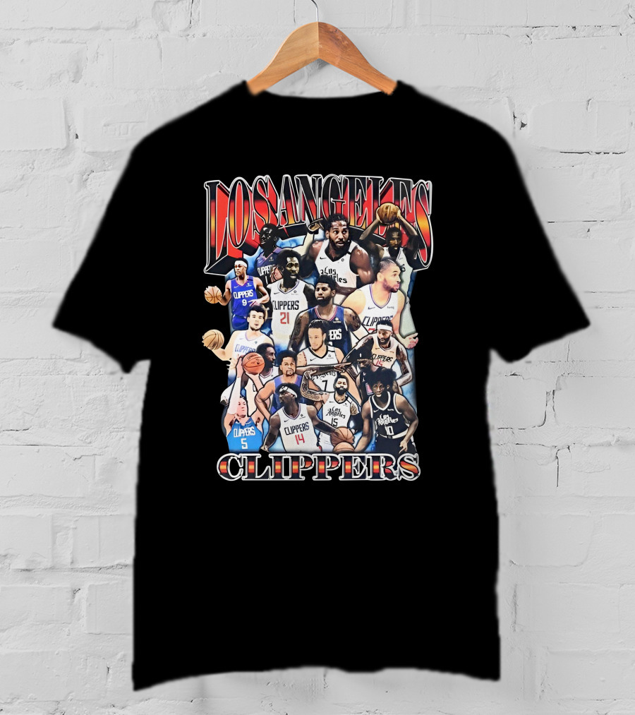 Los Angeles Clippers Basketball Players Collage With Team Name T-Shirt