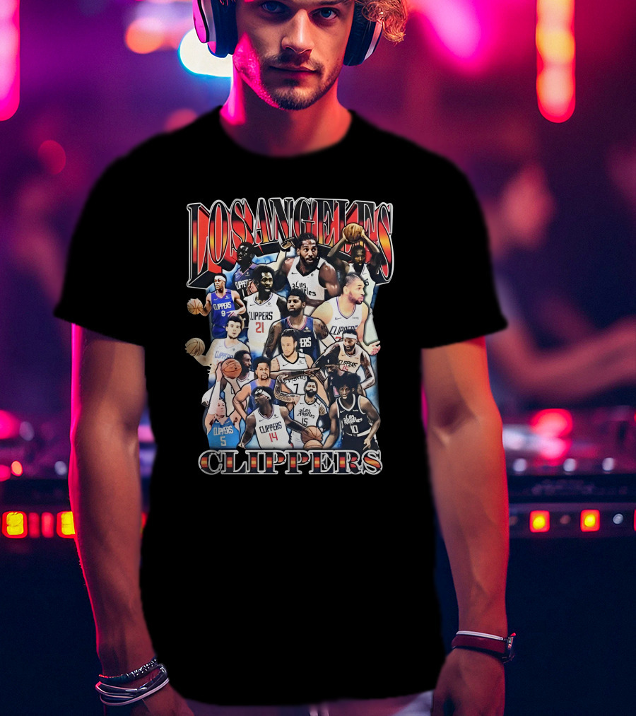 Los Angeles Clippers Basketball Players Collage With Team Name T-Shirt