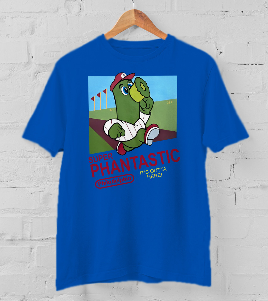 Southfellini Merch Super Phantastic Philadelphia It's Outta Here Baseball Character T-Shirt