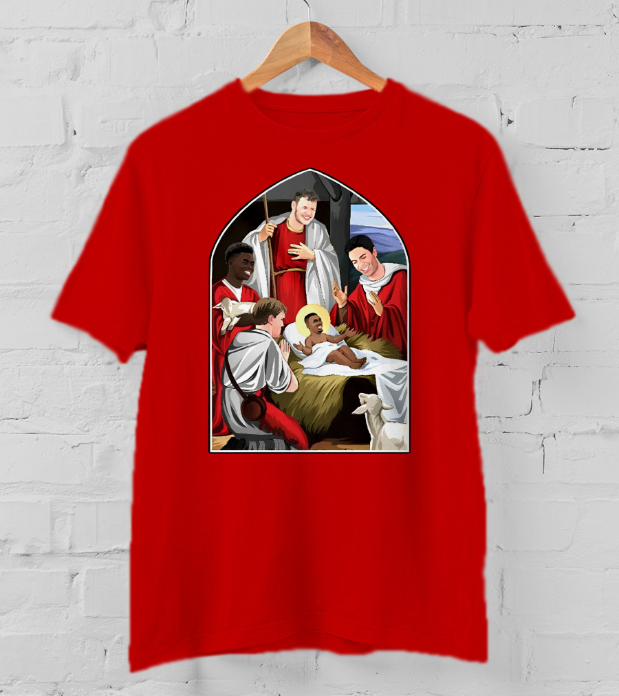Victoriamscott Adults Jesus Saka Nativity Gunners Christmas Jumper T-Shirt